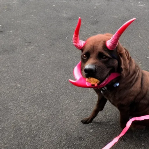 Image similar to devilish dog with horns in volcano