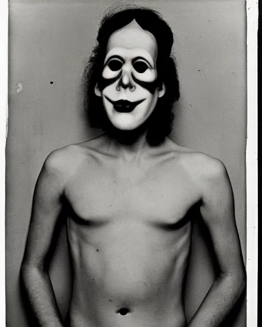 Image similar to monochrome studio portrait photograph of manfish the half - man half - fish sideshow freak, by diane arbus, very coherent, iconic