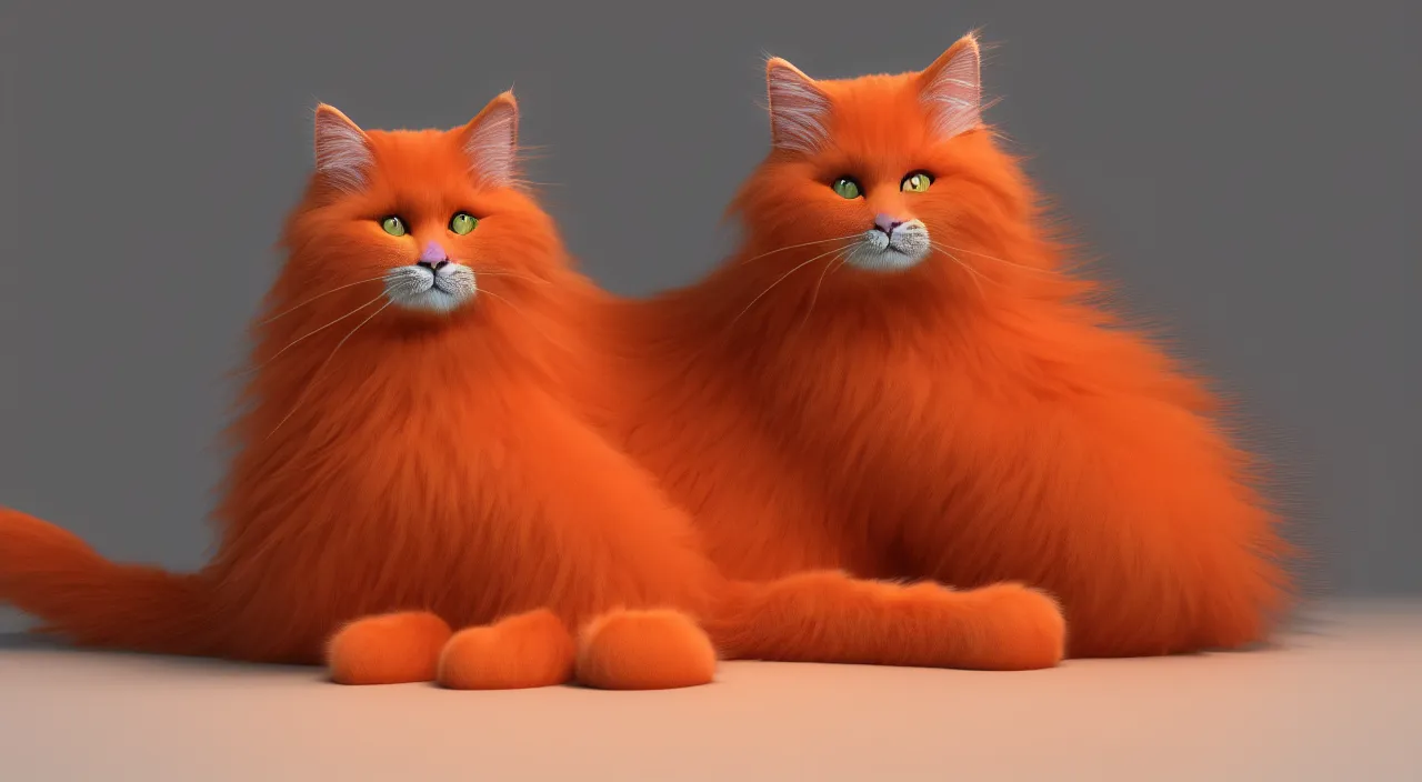 Image similar to a cat sits on a floor, ragdoll cat, orange cat, fluffy fur cat, beautiful cat, octane render