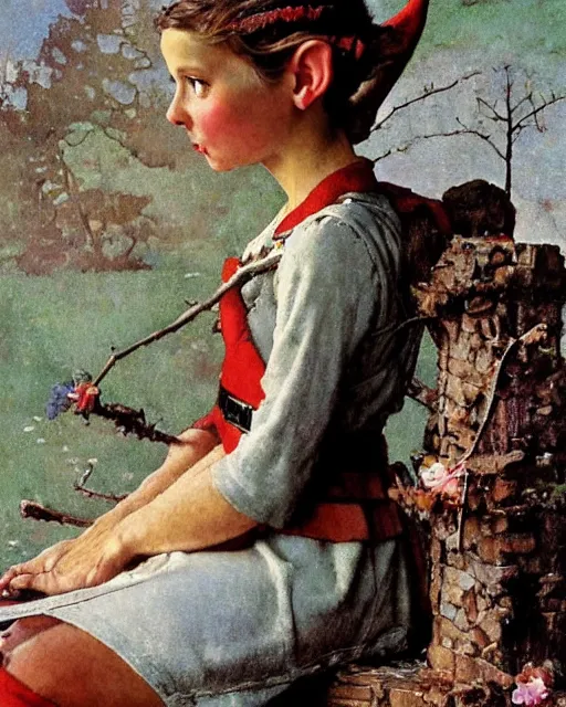 Image similar to a beautiful elf princess by norman rockwell