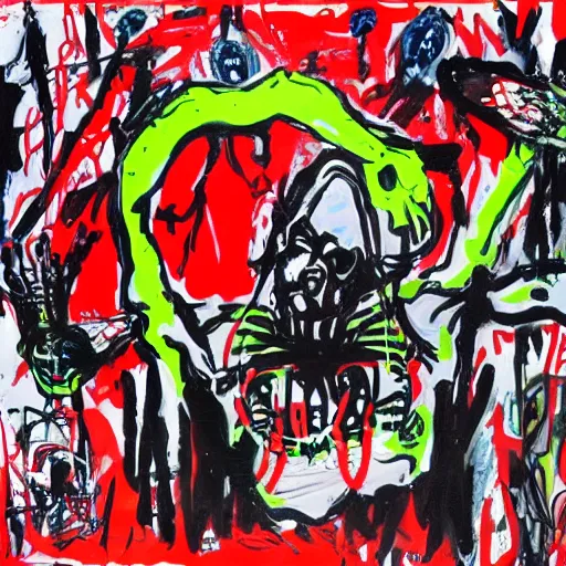 Prompt: a Painting by Jonathan meese