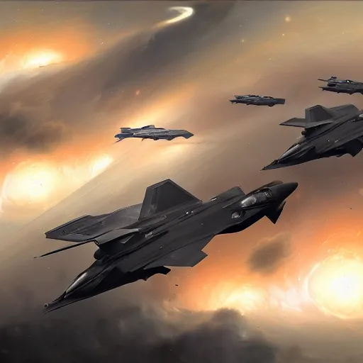 Image similar to f 3 5 jets in the storm clouds of jupiter, by cedric peyravernay, highly detailed, excellent composition, cinematic concept art, dramatic lighting, trending on artstation