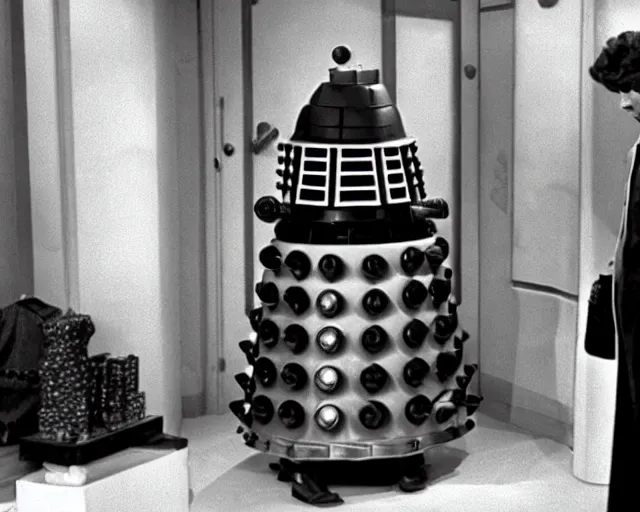 Image similar to a dalek in a 1 9 6 0 s episode of doctor who