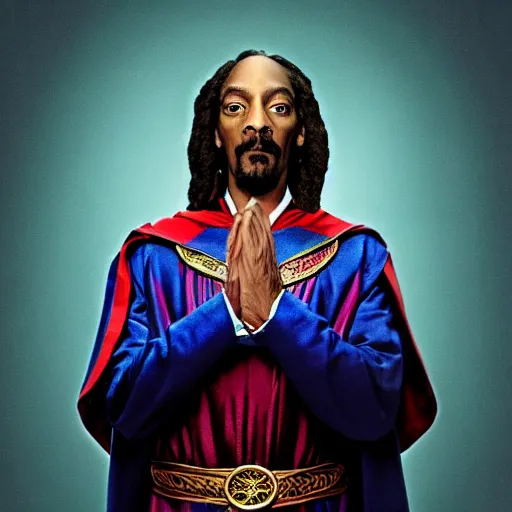 Image similar to multicolor photo of snoop dogg as doctor strange by martin schoeller created at marvel cinematic universe in 4 k ultra high resolution and with portrait, with funny feeling