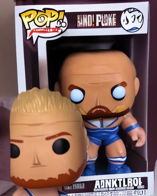 Image similar to A wrestler Funko Pop. Photographic, photography