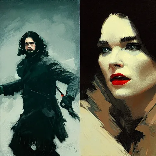 Prompt: john snow, intricate, elegant, highly detailed, greg manchess, mucha, liepke, ruan jia, jeffrey catherine jones, ridley scott