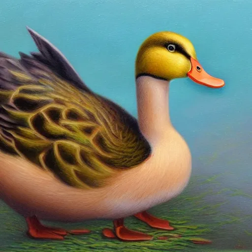 Image similar to a duck on the prowl kevin sloan oil painting