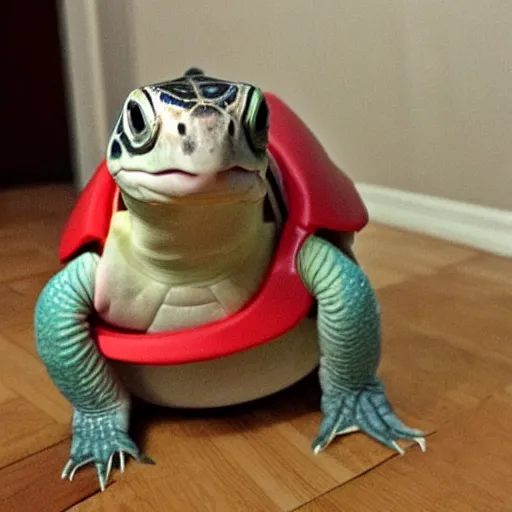 Prompt: My pet turtle that I painted like a white and red racecar is zooming around my room and I can't stop him. Damn maybe I shouldn't have given my turtle Adderall and Caffeine