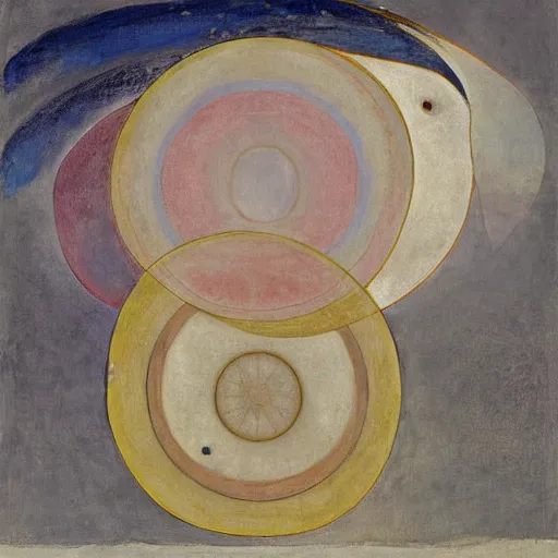 Image similar to two cods talking to eachother in deep sea, art by hilma af klint