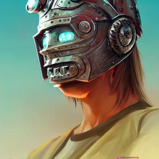 Image similar to cyberpunk viking helmet mask warrior goddess robot ninja fantasy, art gta 5 cover, official fanart behance hd artstation by jesper ejsing, by rhads, makoto shinkai and lois van baarle, ilya kuvshinov, ossdraws