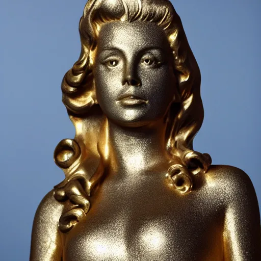 Image similar to golden statue of lana del rey