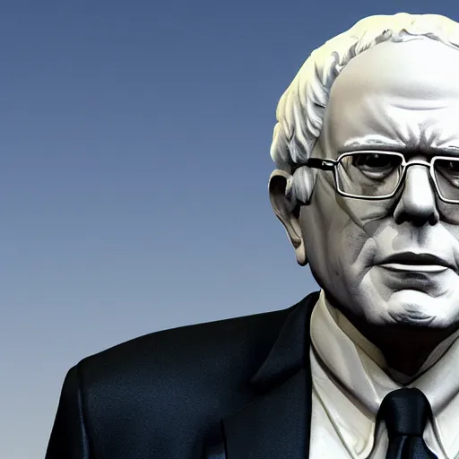 Image similar to realistic marble statue of president bernie sanders, hd 4 k hyper realistic