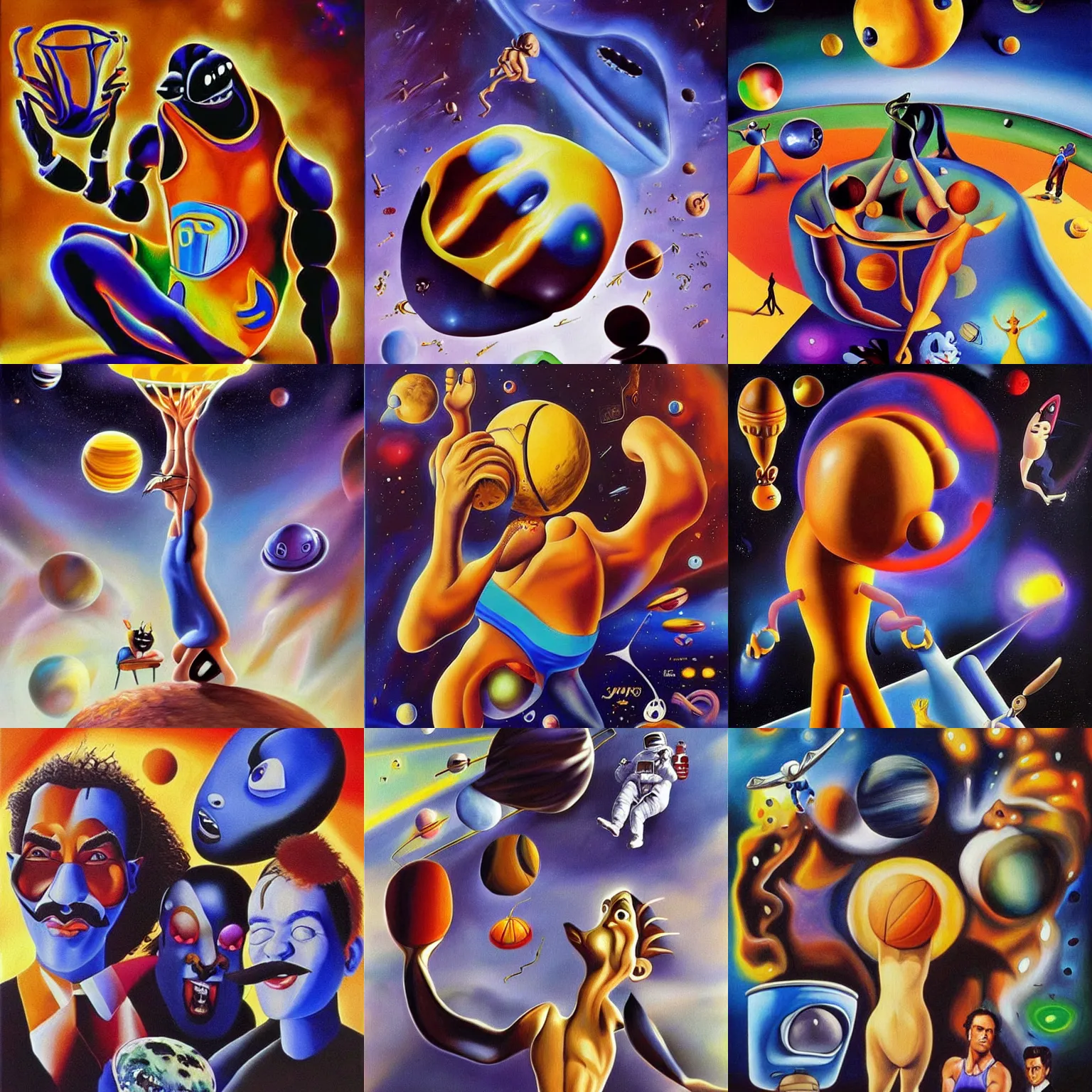 Prompt: space jam ( 1 9 9 6 ) by salvador dali, trending on artstation, favorites on deviantart, high quality art. artwork masterpieces, award winning