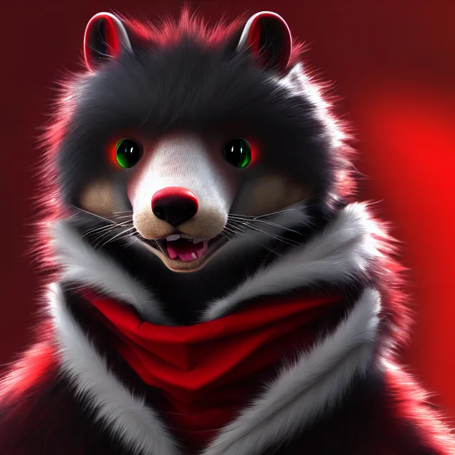 Image similar to furry - male - red - black - weasel - geistcaller - fursona uhd ue 5 visual novel pc game expressions, photorealistic