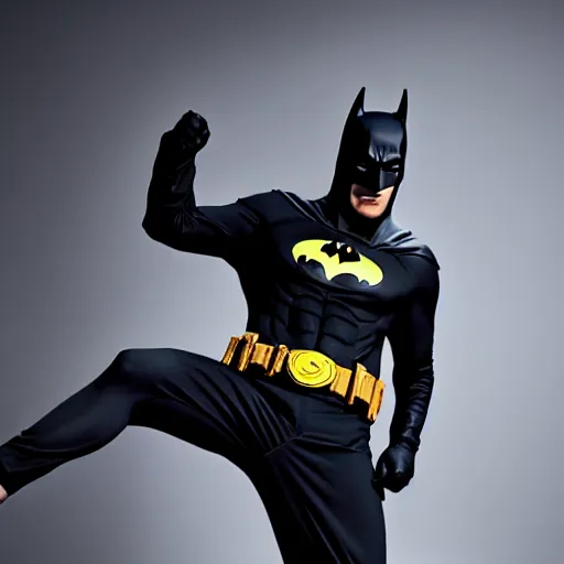 Image similar to Batman in a Nike tracksuit, studio photo