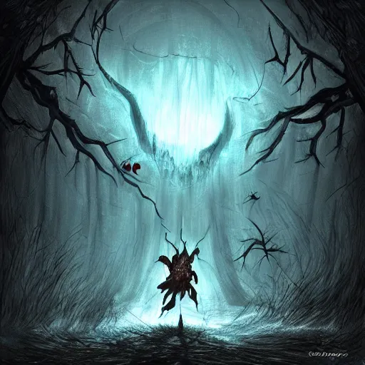 Image similar to ladybug as a dark souls monster, fantasy art style, scary atmosphere, nightmare - like dream