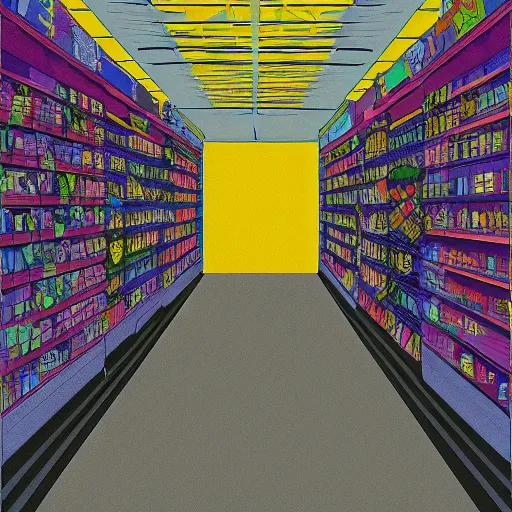 Prompt: i'll finish the walmart in my nightmares, digital art