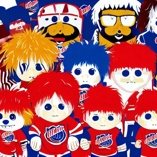 Prompt: illustration of youppi habs mascot in a gang with other nhl mascots by ilya kuvshinov katsuhiro otomo