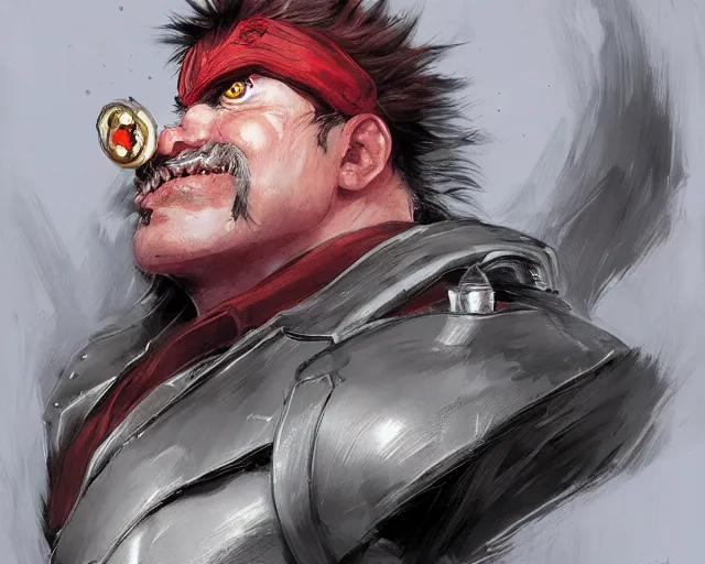 Image similar to portrait of doctor ivo robotnik as street fighter character, detailed face, dark fantasy art, fantasy, pretty, hd shot, digital portrait, beautiful, artstation, comic style, by artgerm, guy denning, jakub rozalski, magali villeneuve, neoartcore and charlie bowater