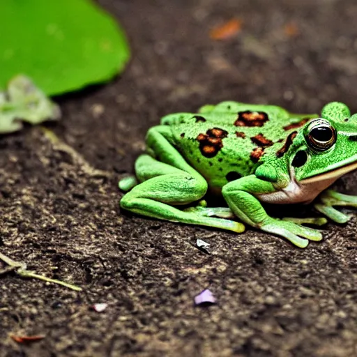 Prompt: sleepy frog, photography,