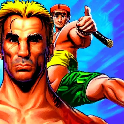 Image similar to portrait of daniel day - lewis in double dragon video game splash screen