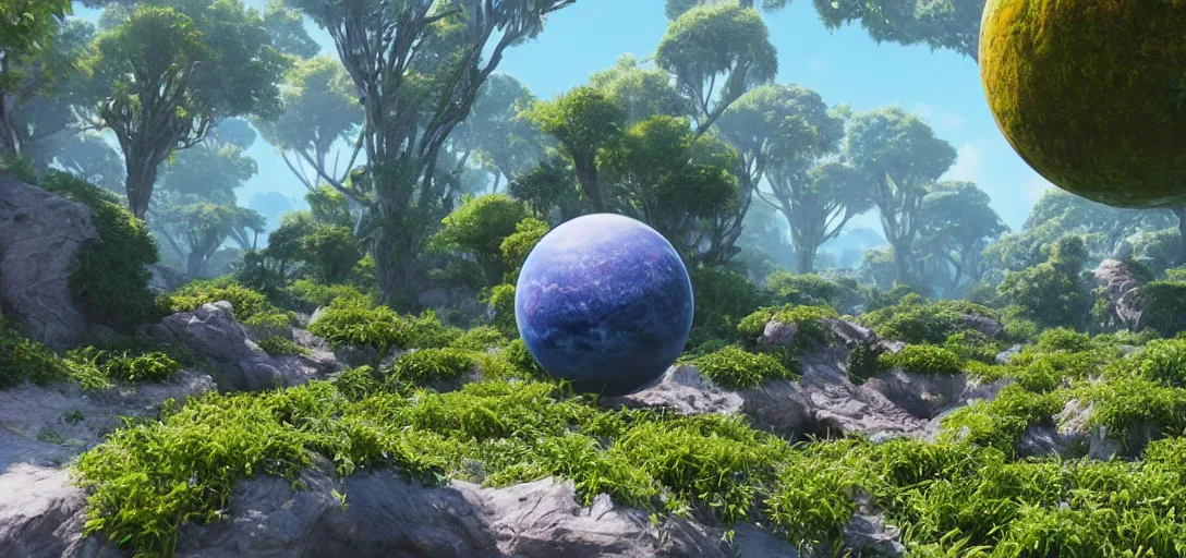 Image similar to a hyper real image of exoplanet flora on an alien world, rendered in unreal engine.