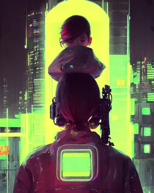 Image similar to detailed portrait neon operator girl, cyberpunk futuristic, neon, reflective puffy coat, decorated with traditional japanese by ismail inceoglu dragan bibin hans thoma greg rutkowski alexandros pyromallis nekro rene margitte, illustrated, perfect face, fine details, realistic shaded, fine - face, pretty face