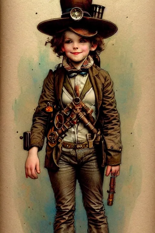 Image similar to ( ( ( ( ( 2 0 5 0 s retro future 1 0 year old adventurer in steampunk costume full portrait. muted colors. ) ) ) ) ) by jean - baptiste monge!!!!!!!!!!!!!!!!!!!!!!!!!!!!!!