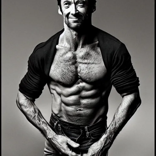 Prompt: hugh jackman photographed by annie leibovitz