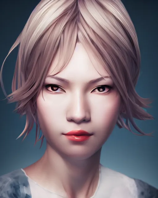 Prompt: lovely adult woman character portrait, by takeshi koike, highly detailed, dynamic shadows, 4 k, splash art