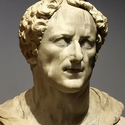 Image similar to julius cesar's bust wrapped in skin