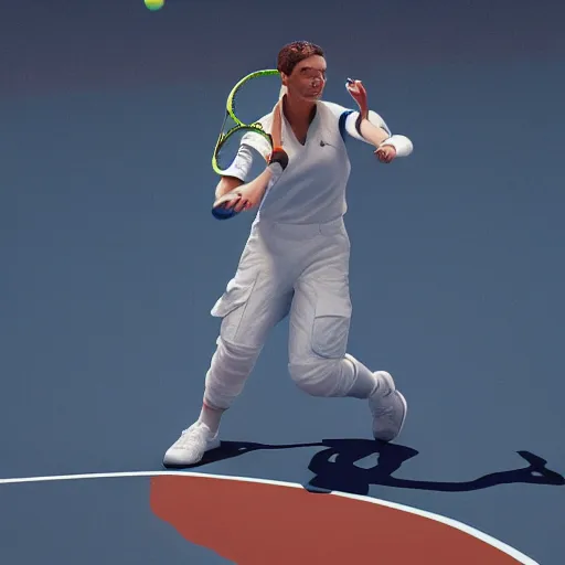 Image similar to astronauts playing tennis, hyper detailed, digital art, trending in artstation, cinematic lighting, studio quality, smooth render, unreal engine 5 rendered, octane rendered, art style by klimt and nixeu and ian sprigger and wlop and krenz cushart