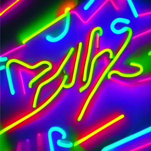 Prompt: neon art text : party space