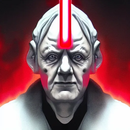 Image similar to sheev palpatine head coming out of a red mist, trending on artstation, profile pic, centered, accurate anatomy, highly detailed, digital art,