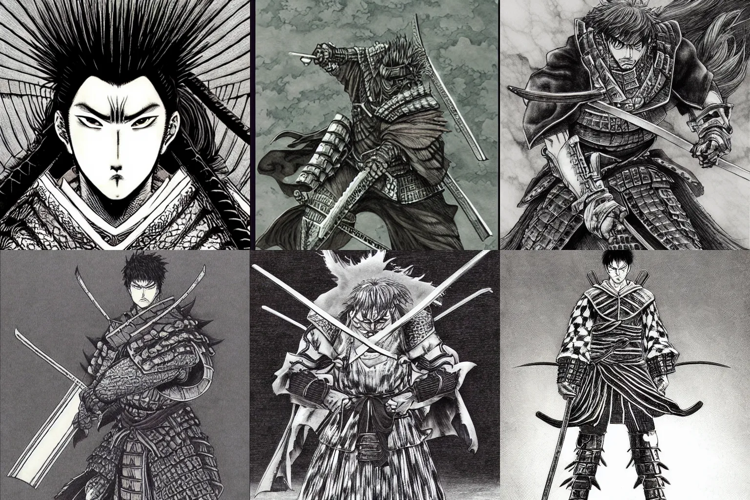Prompt: an epic samurai by kentaro miura,