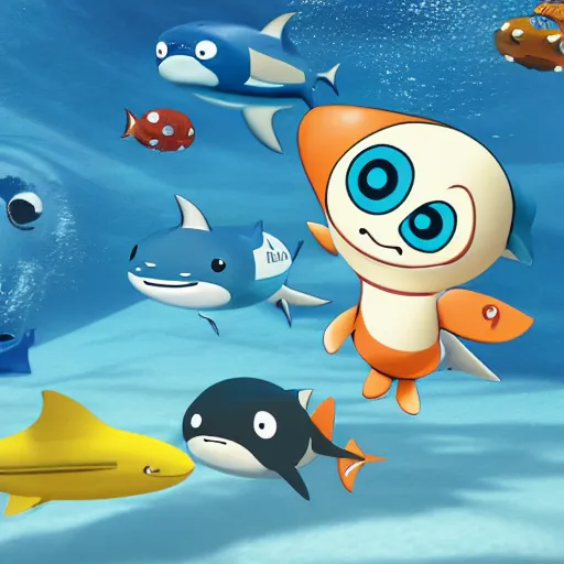 Image similar to peso from octonauts swimming away from a shark