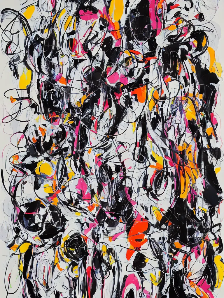 Image similar to abstract figurative expressive line art with random chaotic splashes of colour by george condo in an aesthetically pleasing natural tones,