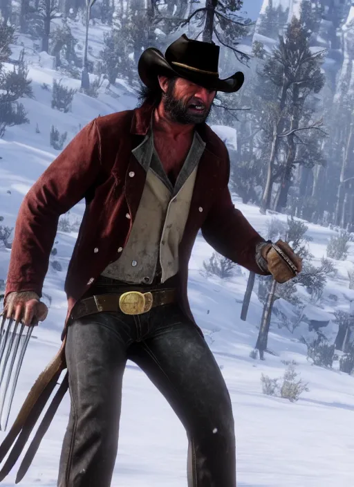 Image similar to film still of wolverine in red dead redemption 2 ( 2 0 1 8 video game )