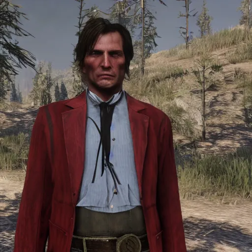 Prompt: Viktor Yushchenko as The American Psycho in Red Dead Redemption 2