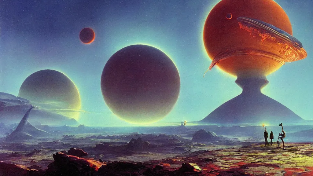 Image similar to strange otherworldly atmospherics of an alien planet by arthur haas and bruce pennington and paul lehr, cinematic matte painting