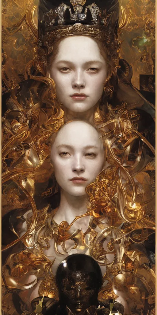 Image similar to queen, masterpiece by Edgar Maxence and Ross Tran and Michael Whelan, 8k, octane render