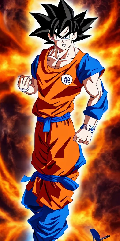 Prompt: son goku full body, photorealistic, highly detailed, 8 k, sharp focus, simple background, cinematic