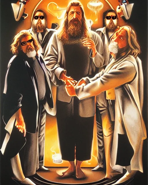 Image similar to the big lebowski, airbrush, drew struzan illustration art, key art, movie poster