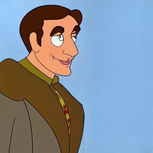 Image similar to steve carell in anastasia, don bluth animation, film still