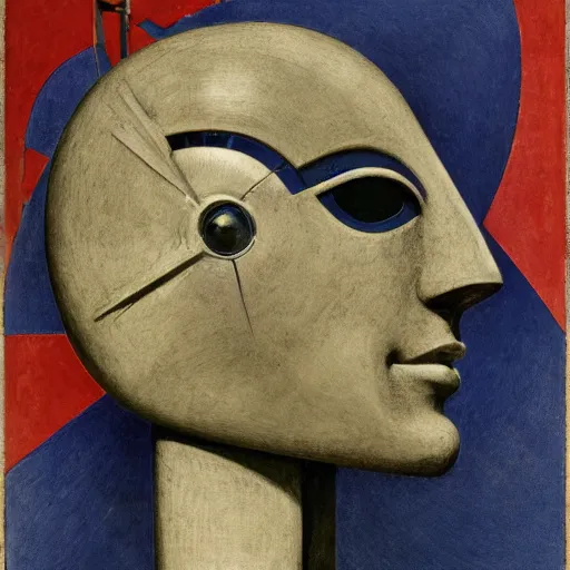 Prompt: head of a robot wearing a mask made of enamelled flowers, by annie swynnerton and edward hopper and jean delville and john watkiss and rufino tamayo, art deco shaman, stylized geometric flowers, art brut, symbolist, dramatic lighting, god rays, clean crisp graphics, smooth sharp focus, extremely detailed, adolf wolfli
