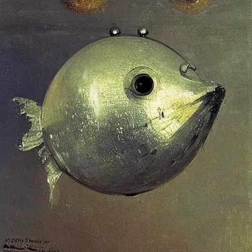 Image similar to disco ball as a fish by ilya repin