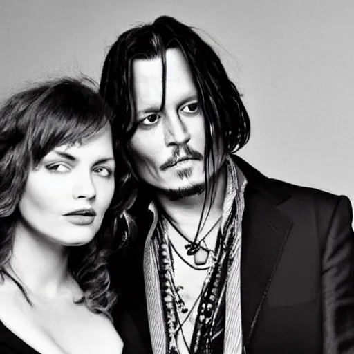 Image similar to photo of johnny depp with a ginger hair women studio portrait