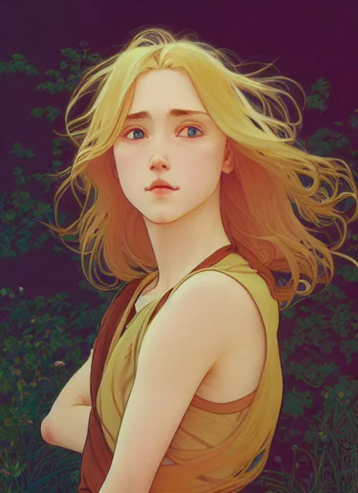 Image similar to pretty young man with shoulder length shiny shimmering golden blond hair, path traced, highly detailed, high quality, digital painting, by studio ghibli and alphonse mucha, leesha hannigan, beautiful details, soft and warm