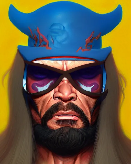 Prompt: realistic portrait of randy macho man savage, crying big blue tears, by james jean, by ross tran, ultra detailed, character design, concept art, trending on artstation,