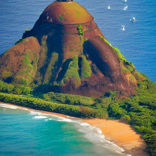 Image similar to helicopter over chinaman's hat, magnum PI